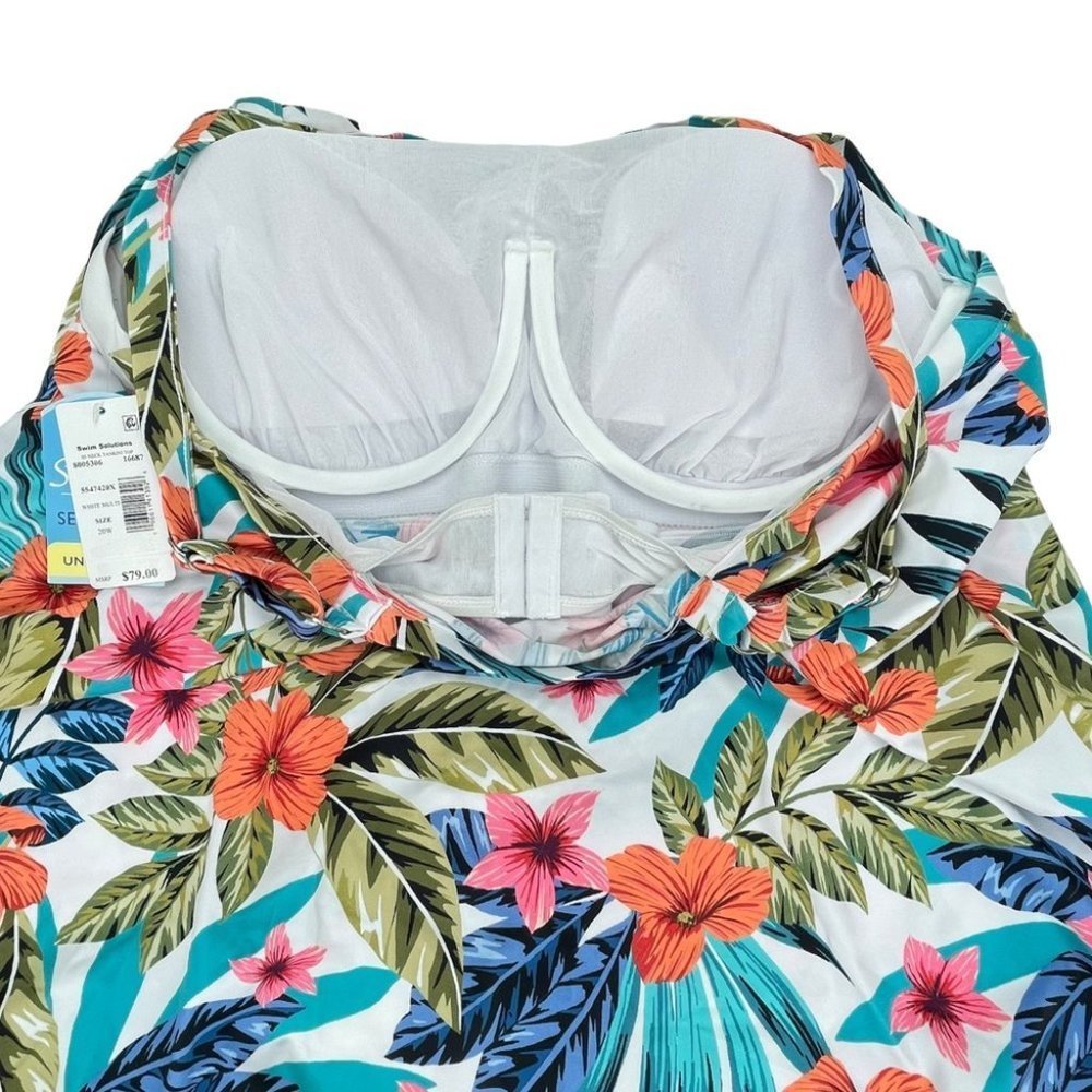Swim Solutions Floral Print Montego Bay Underwire Tankini Top - Picture 6 of 9